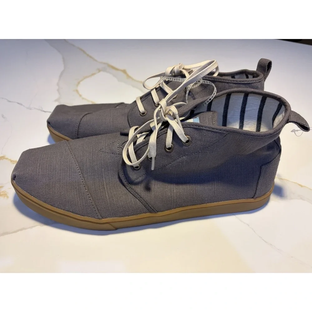 TOMS Men's Gray Canvas Chukka Sneakers Gum Sole Casual Shoes Size 14